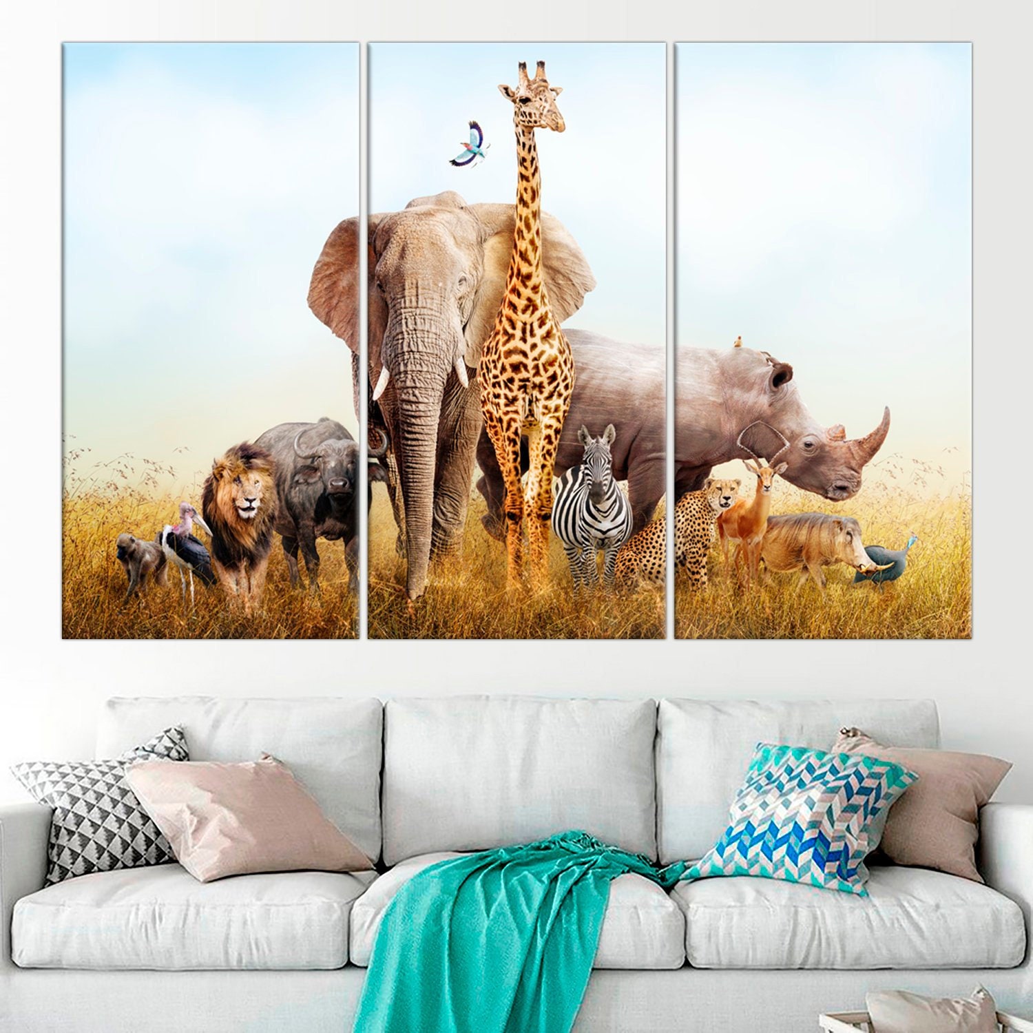 Group of African Animals Large canvas print African Safari | Etsy