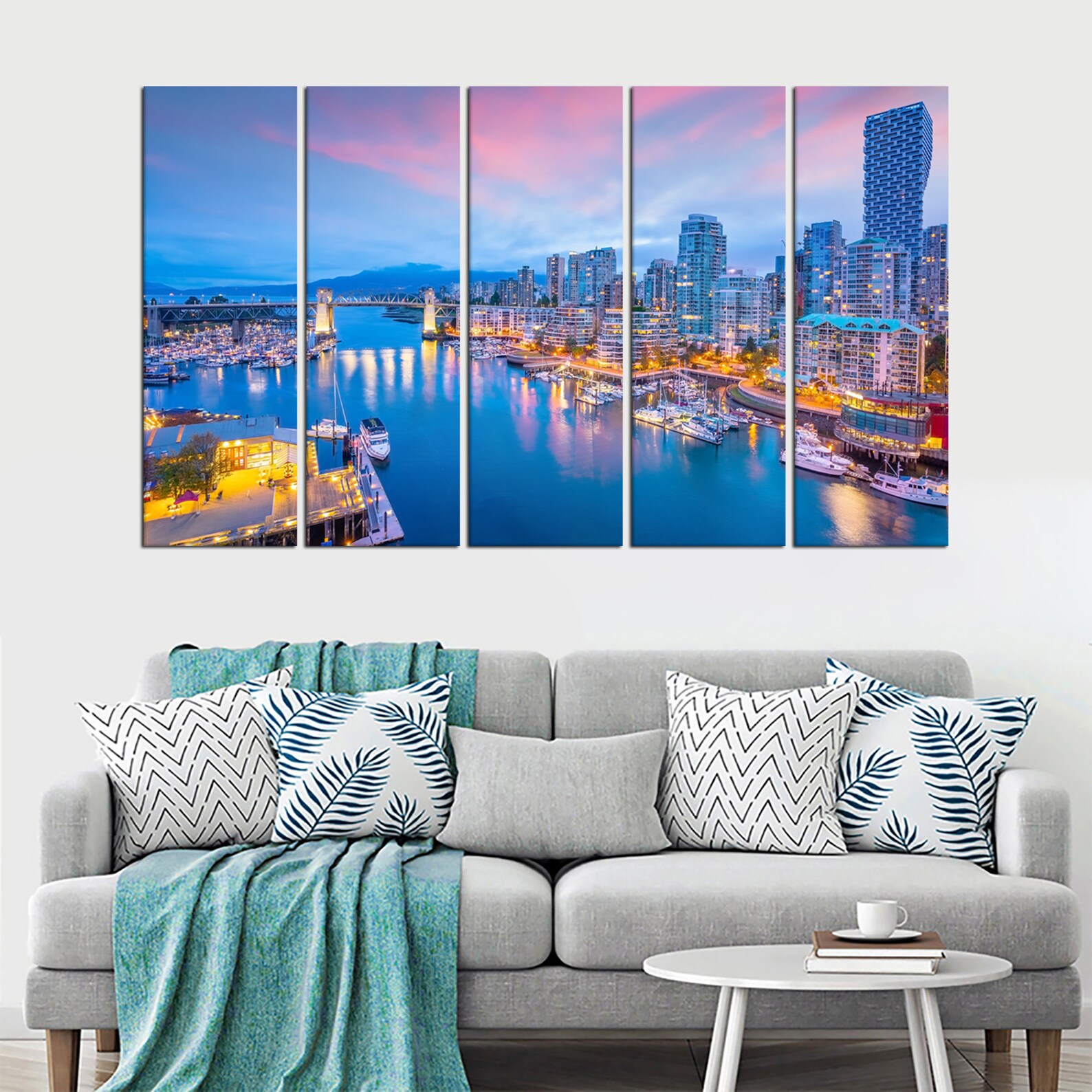 Vancouver Skyline City Print Canvas Canada Wall Art Decor Etsy