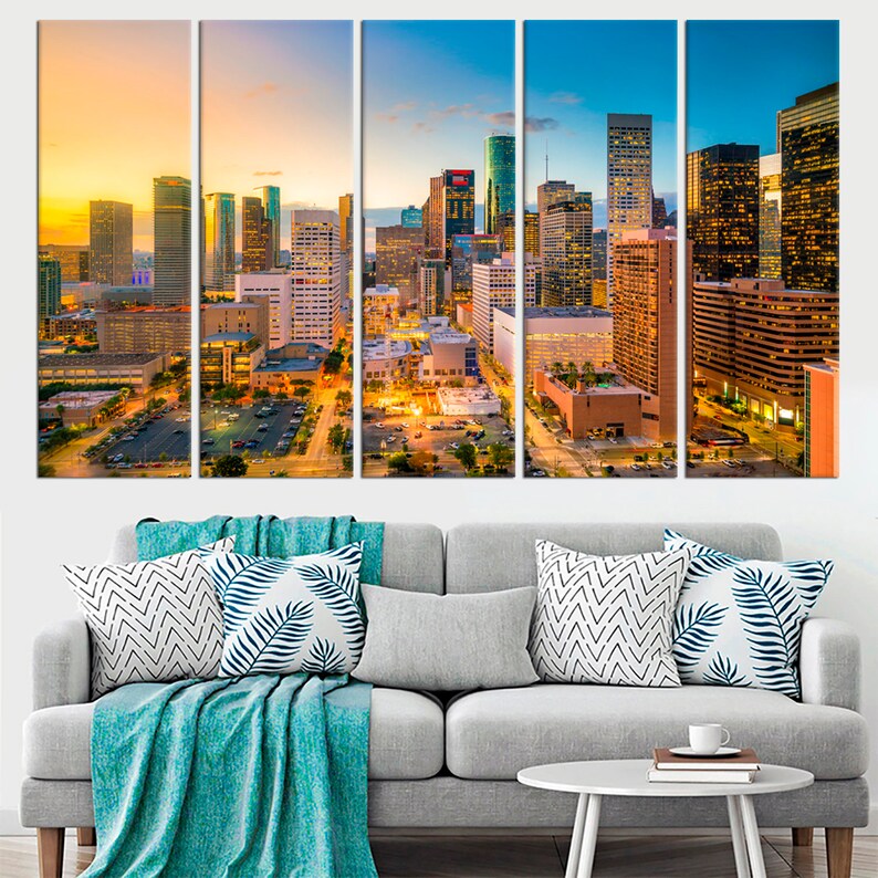 Houston skyline canvas print Houston Texas big canvas art Etsy