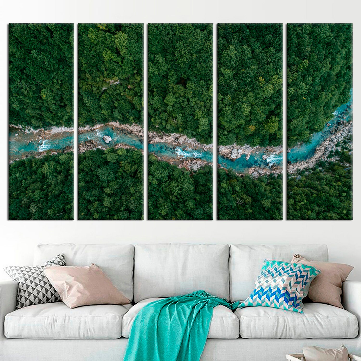 River Flowing in the Forest Wall Art Aerial View of a Road in Etsy