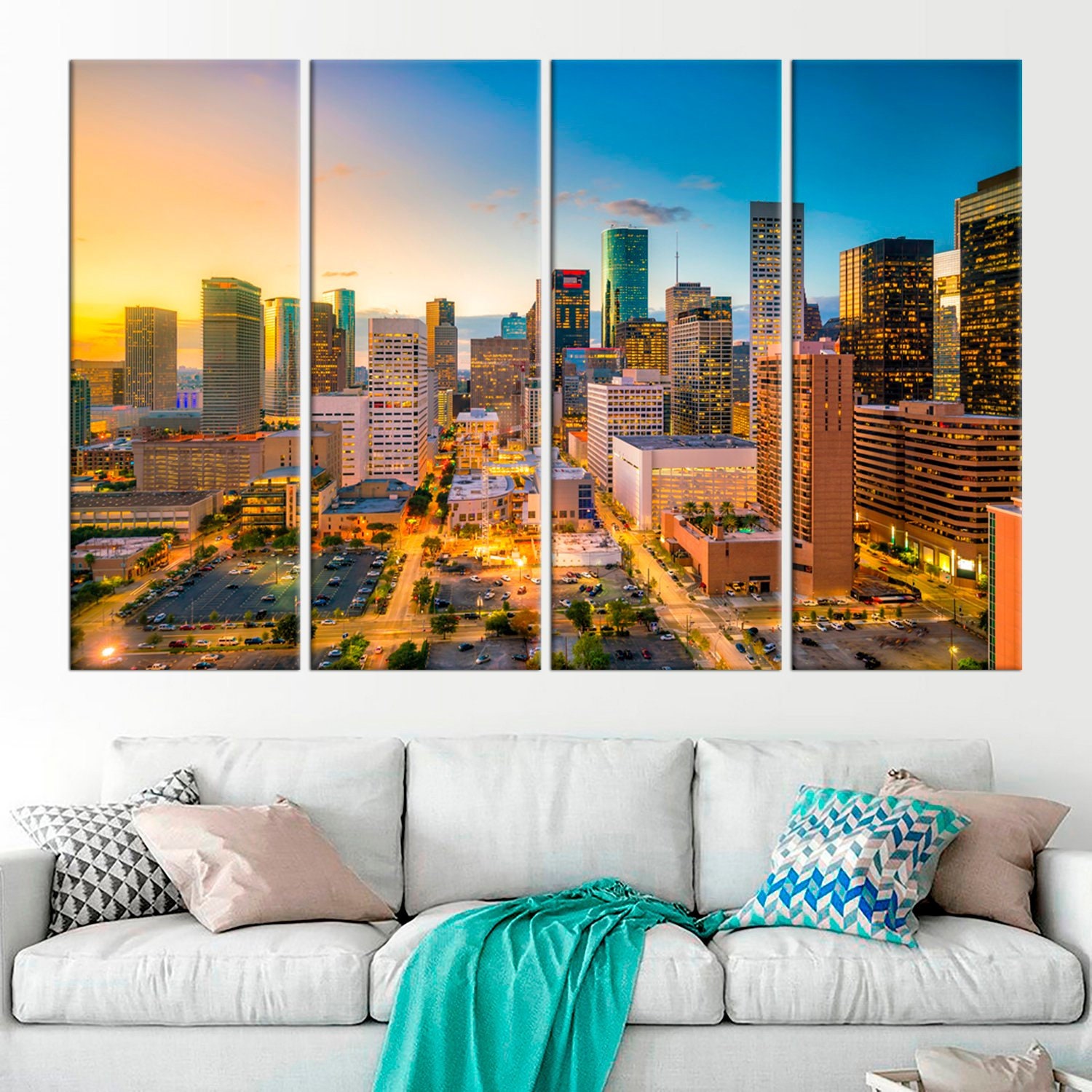 Houston skyline canvas print Houston Texas big canvas art Etsy
