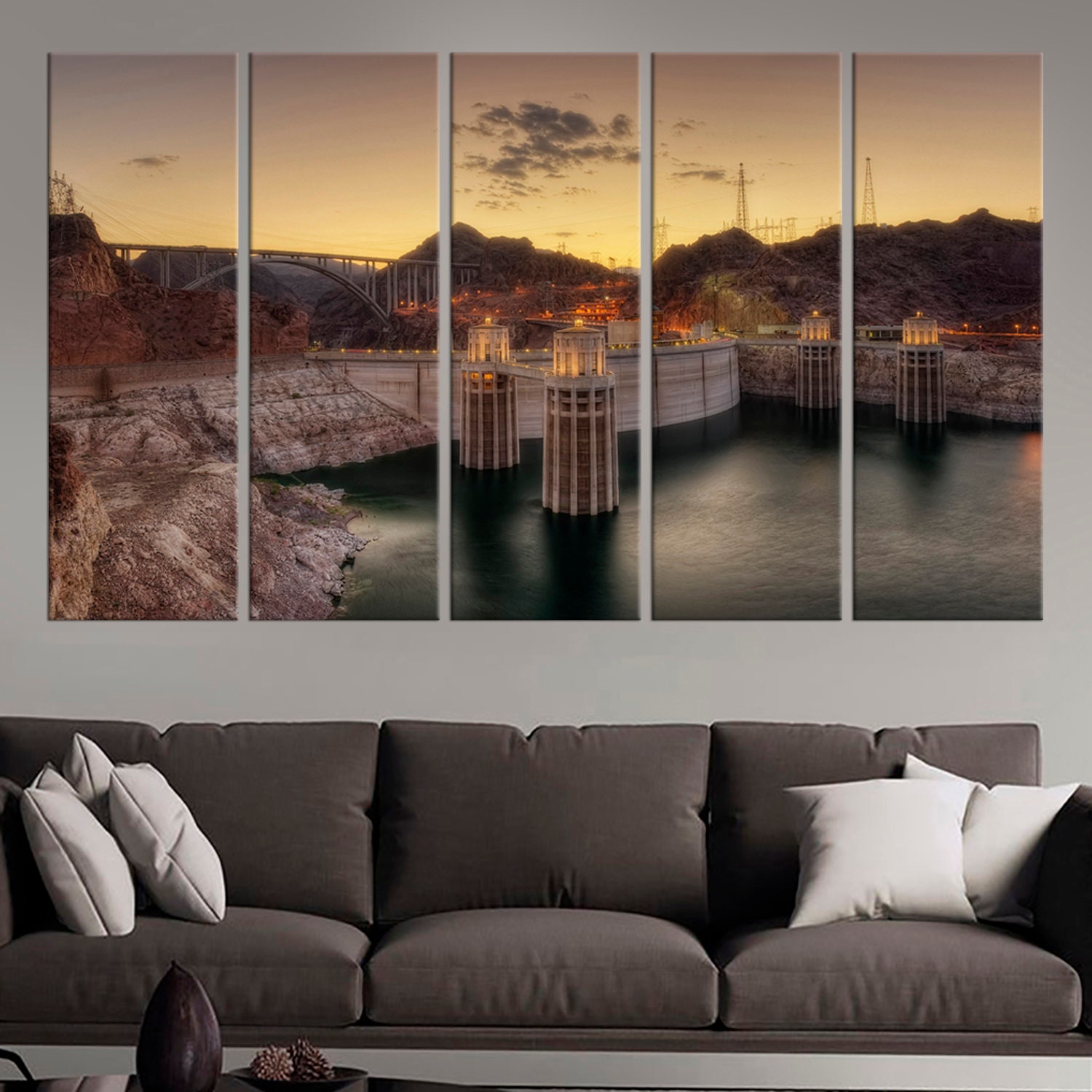 Hoover Dam Colorado River Wall Art Decor Boulder Dam Black Etsy