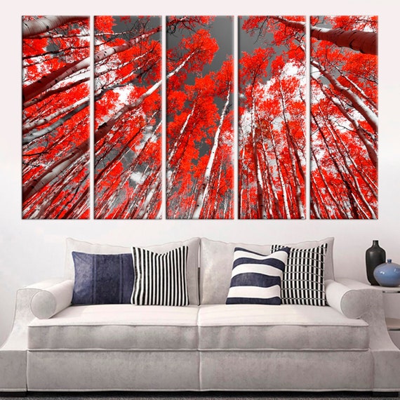 Forest Wall Art Decor Big Red Tree Canvas Framed - Forest Wall Art Framed Forest Wall Art Decor Big Red Tree Canvas Framed - Forest Wall Art Framed