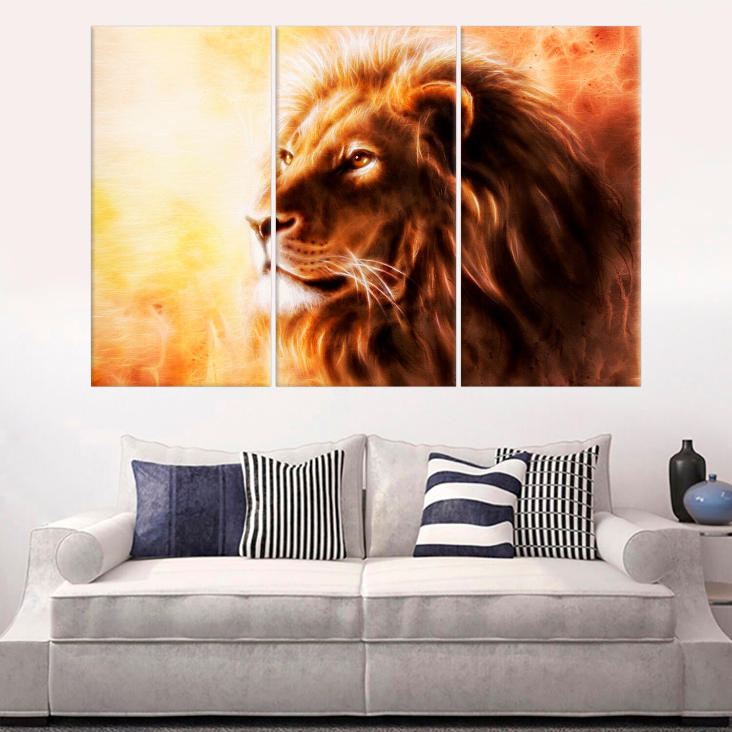 Lion Wall Art Decor Lion Head Contemporary Art Lion Framed Etsy