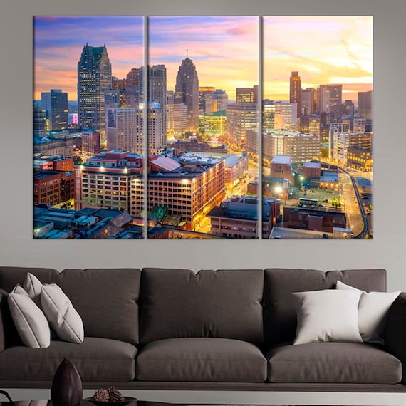 Large Detroit Skyline Canvas Print Wall Art - Detroit Skyline Wall Art Large Detroit Skyline Canvas Print Wall Art - Detroit Skyline Wall Art
