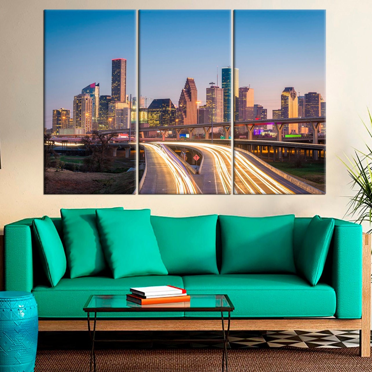 Houston Skyline Houston Cityscape Houston Downtown Wall Decor Etsy