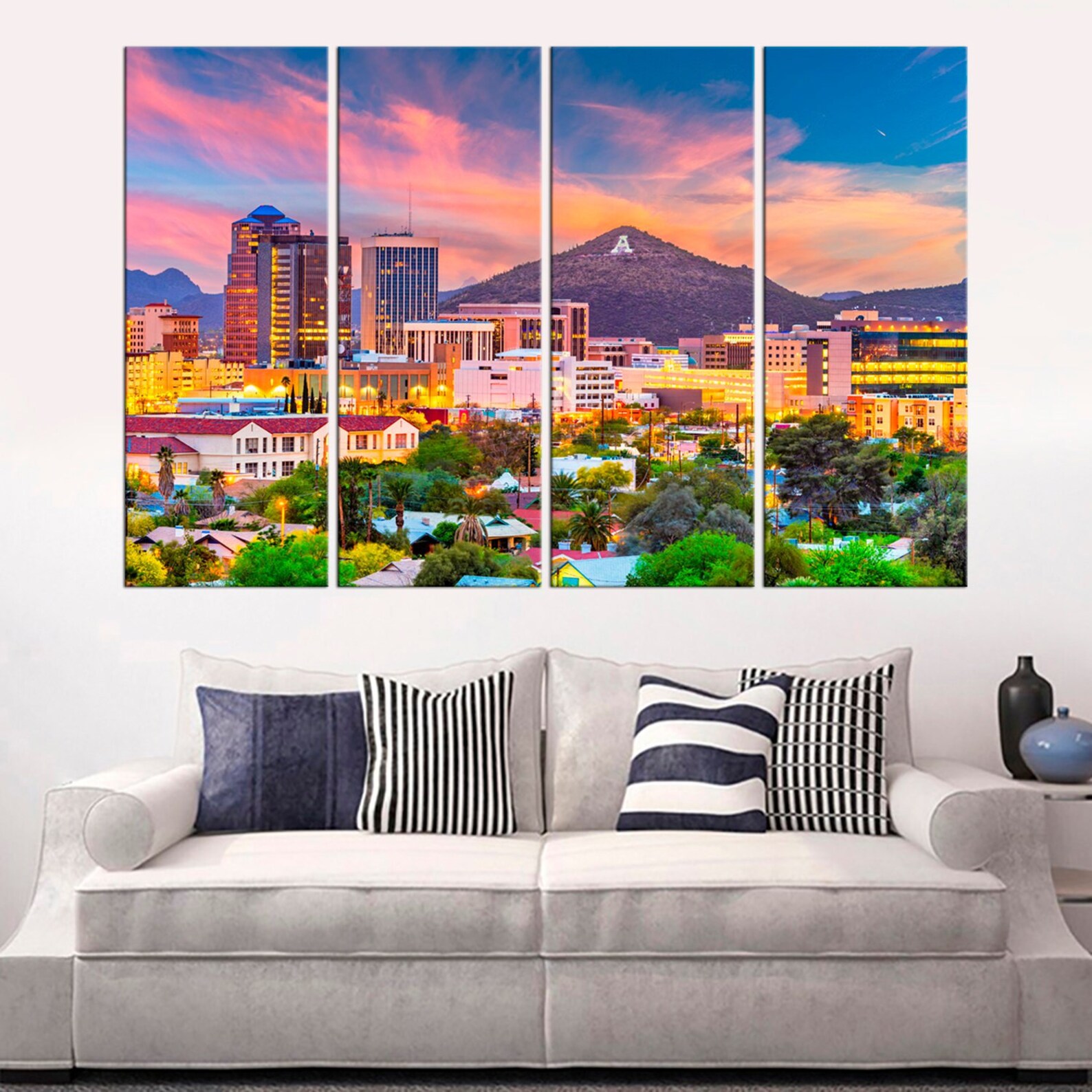 Downtown Tucson Wall Art Decor Tucson Arizona Large Canvas Art Etsy