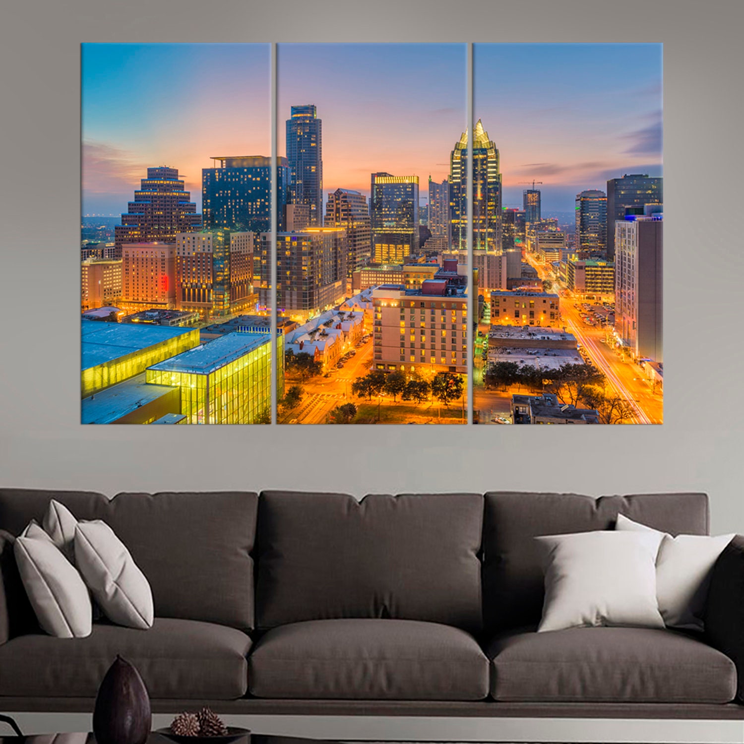 Austin Texas Night City Wall Decor Usa Cityscape Large Wall Etsy
