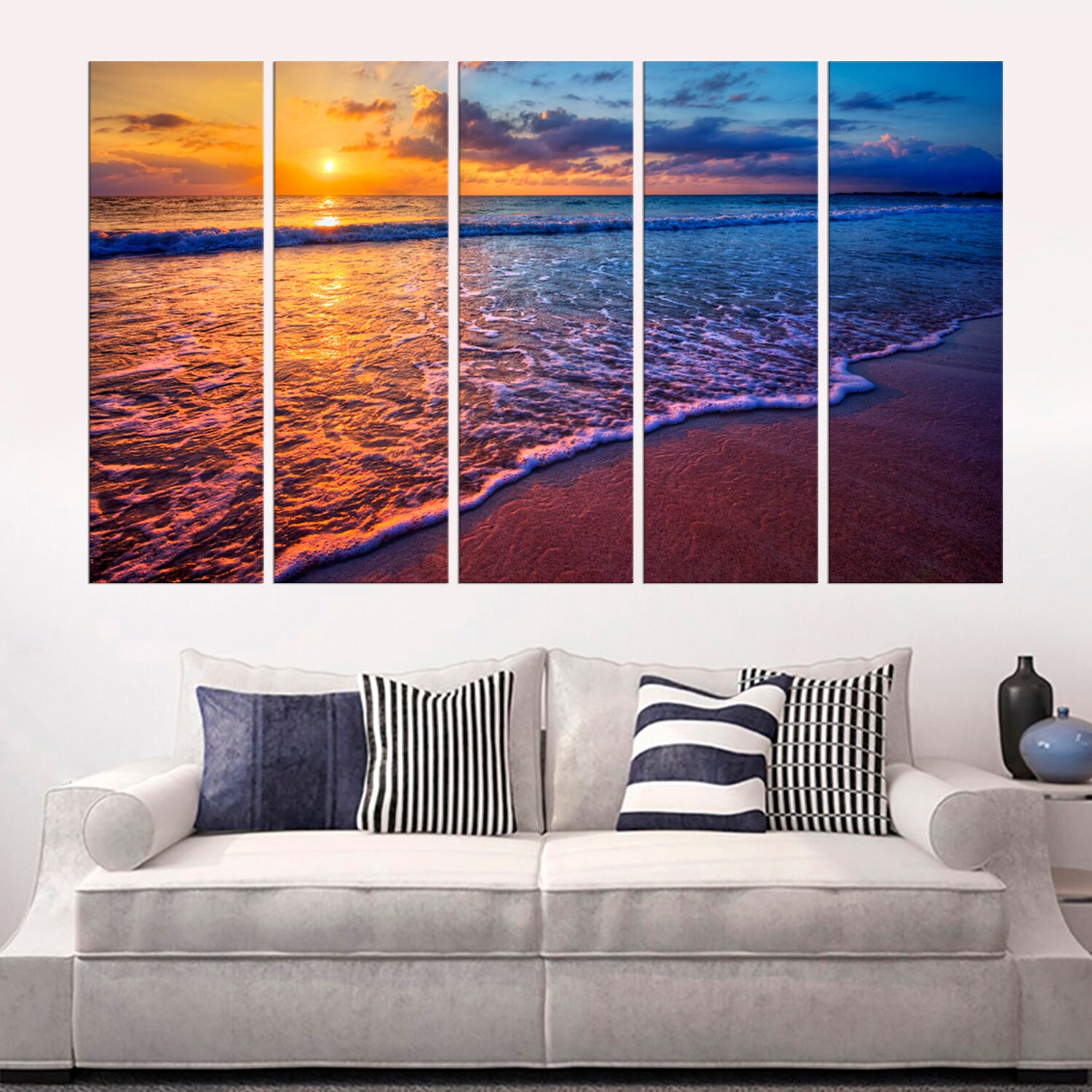 Beach wall decor Ocean large canvas print Ocean wall art Sand Etsy