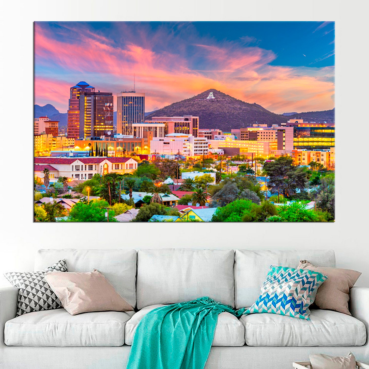 Downtown Tucson Wall Art Decor Tucson Arizona Large Canvas Art Etsy