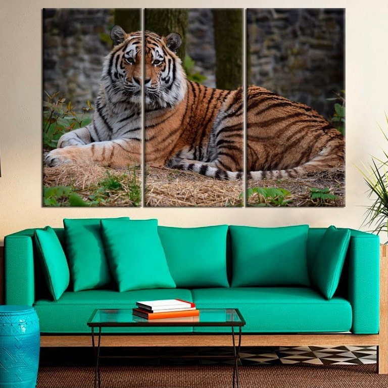Large Tiger art print Tiger wall Decor Wildlife home Decor Etsy