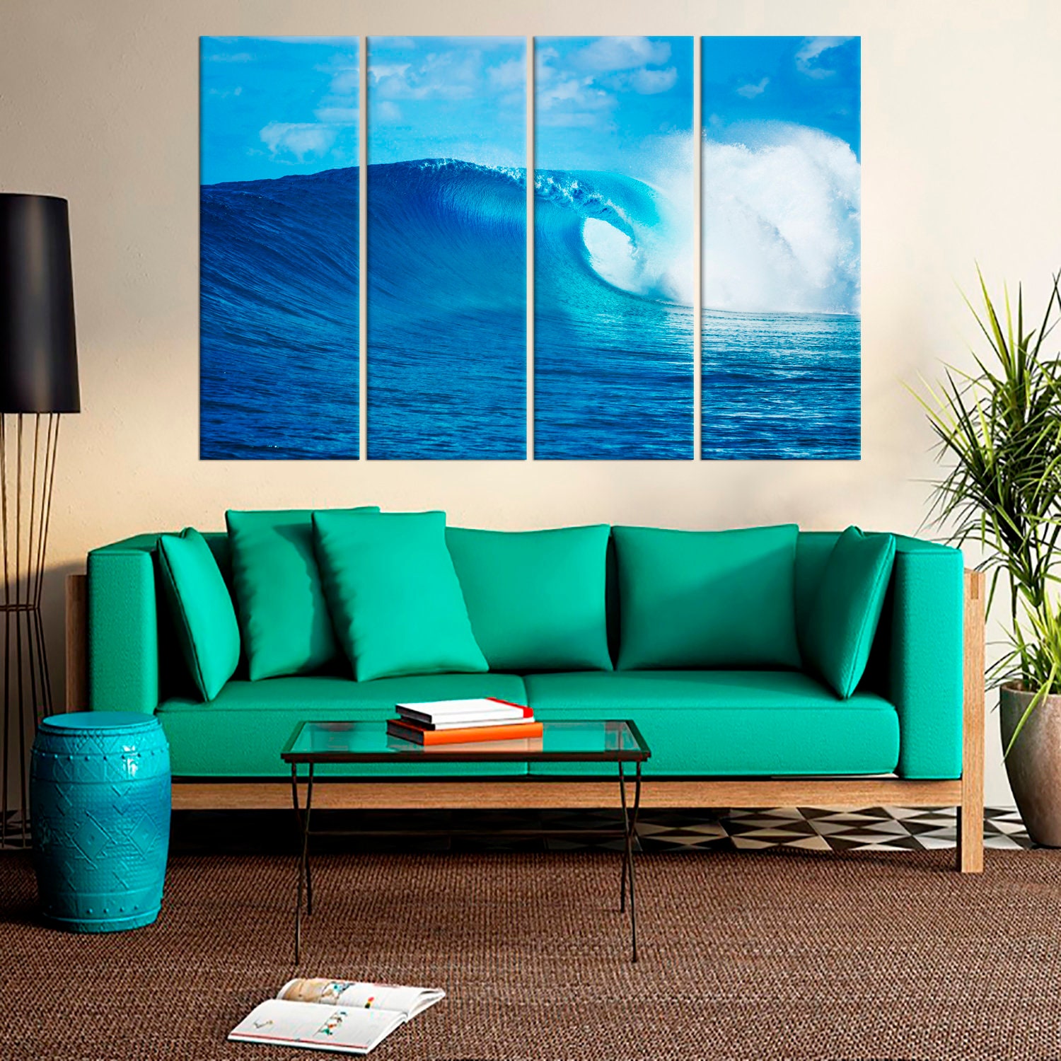Ocean wall art wave canvas print Beach wall decor Ocean large Etsy