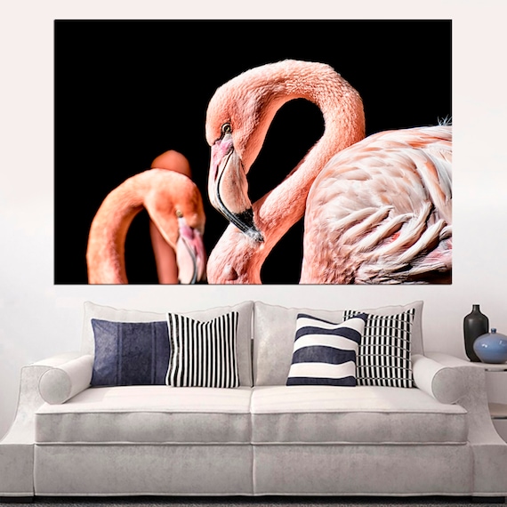 Long Flamingos Huge Canvas Art Print