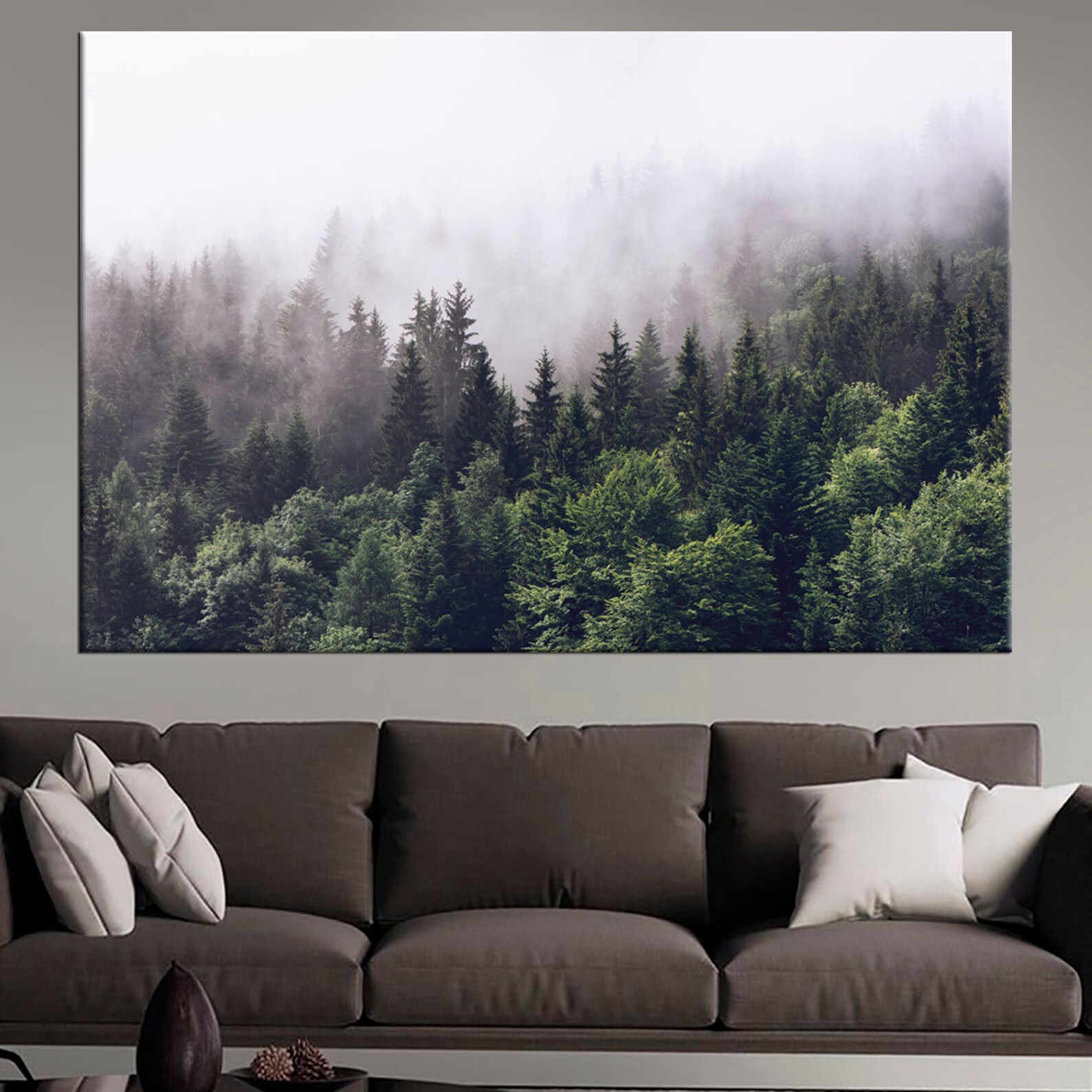 Foggy Forest Canvas Set Large Trees Wall Art Clearing Fog Etsy