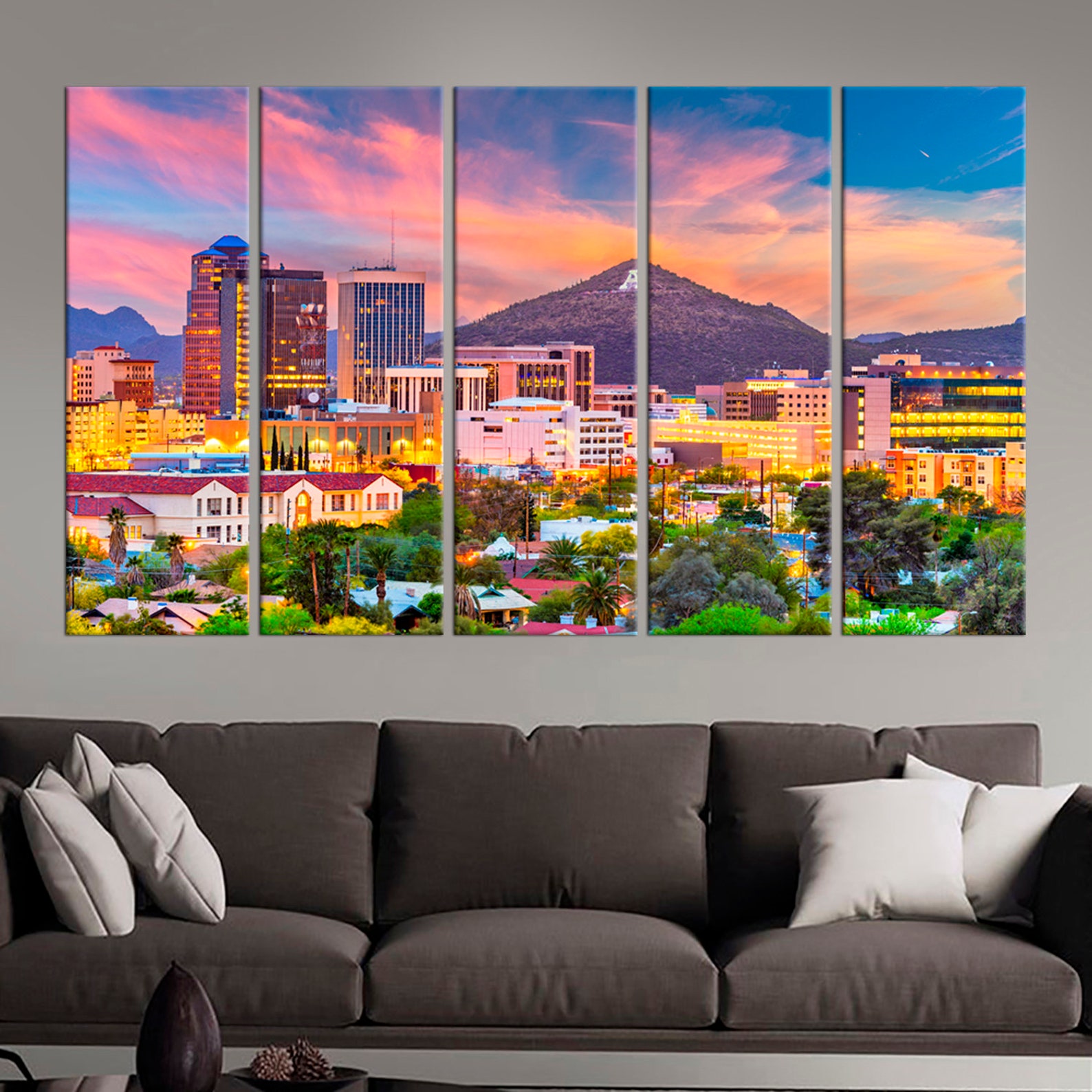 Downtown Tucson Wall Art Decor Tucson Arizona Large Canvas Art Etsy