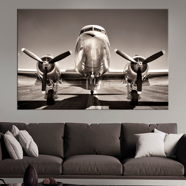 Vintage Airplane Wall Art Decor Propeller Airplane Large Etsy