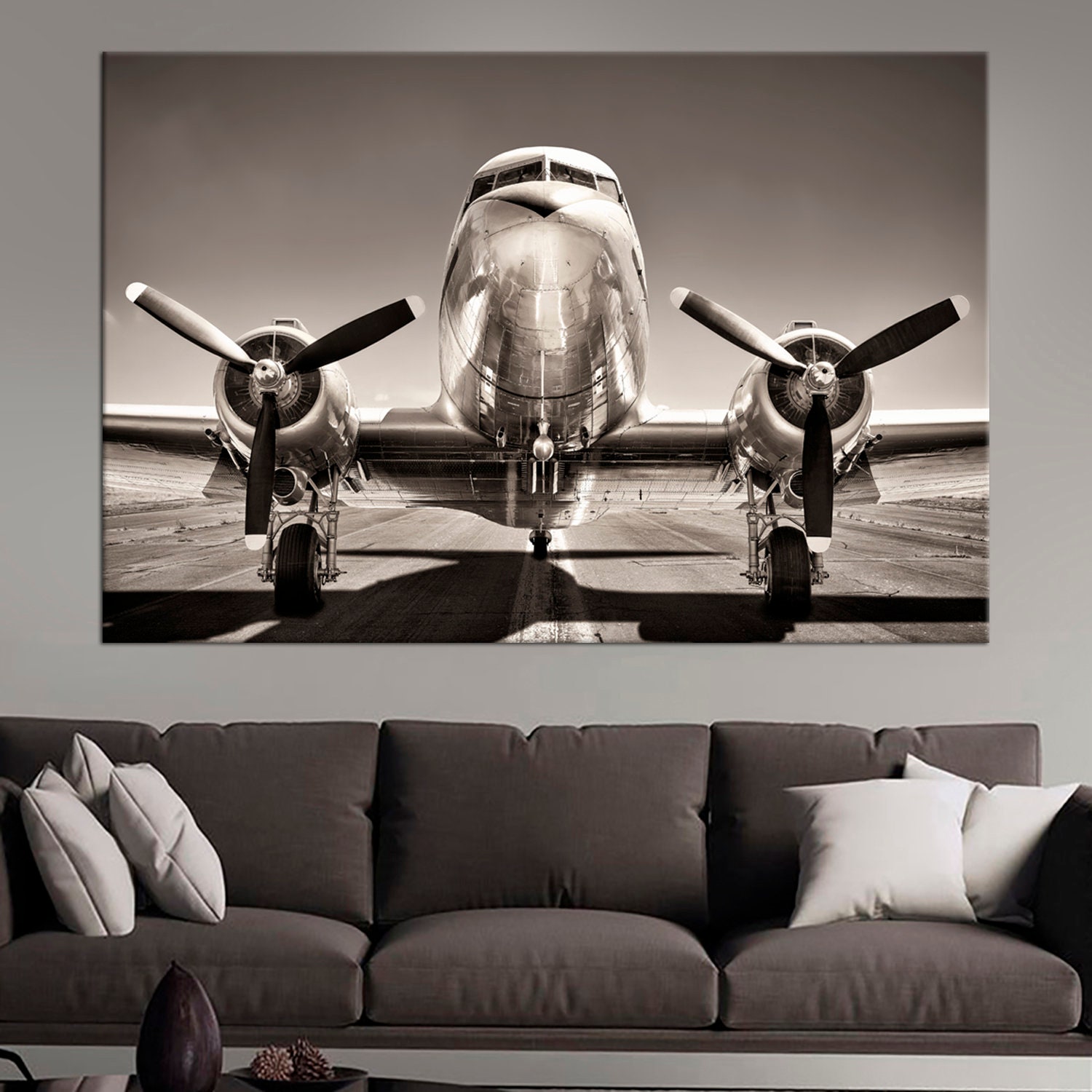 Vintage Airplane Wall Art Decor Propeller Airplane Large Etsy