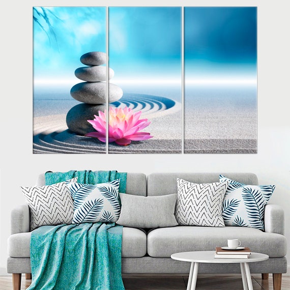 Zen Stones Large Canvas Print Spa Stones Zen Garden Framed Art Etsy
