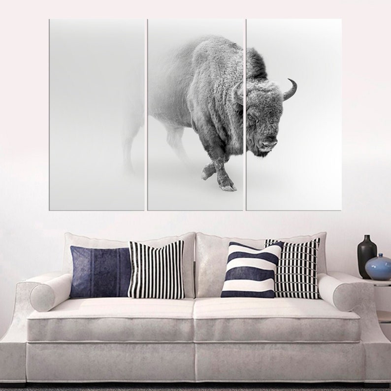 Bison wall art Animals wall art Bison print Buffalo Framed Etsy