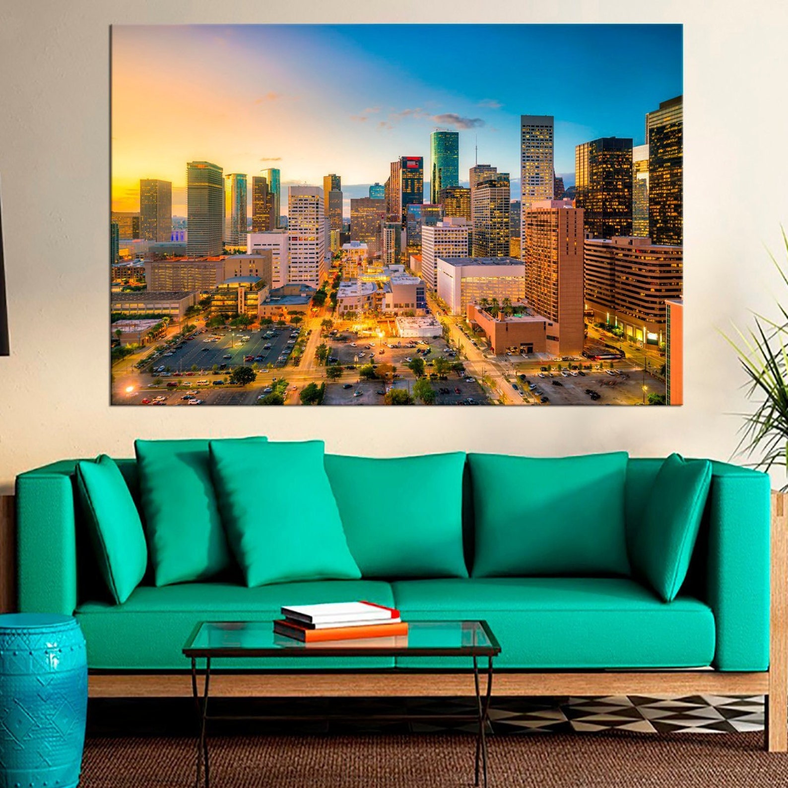 Houston skyline canvas print Houston Texas big canvas art Etsy