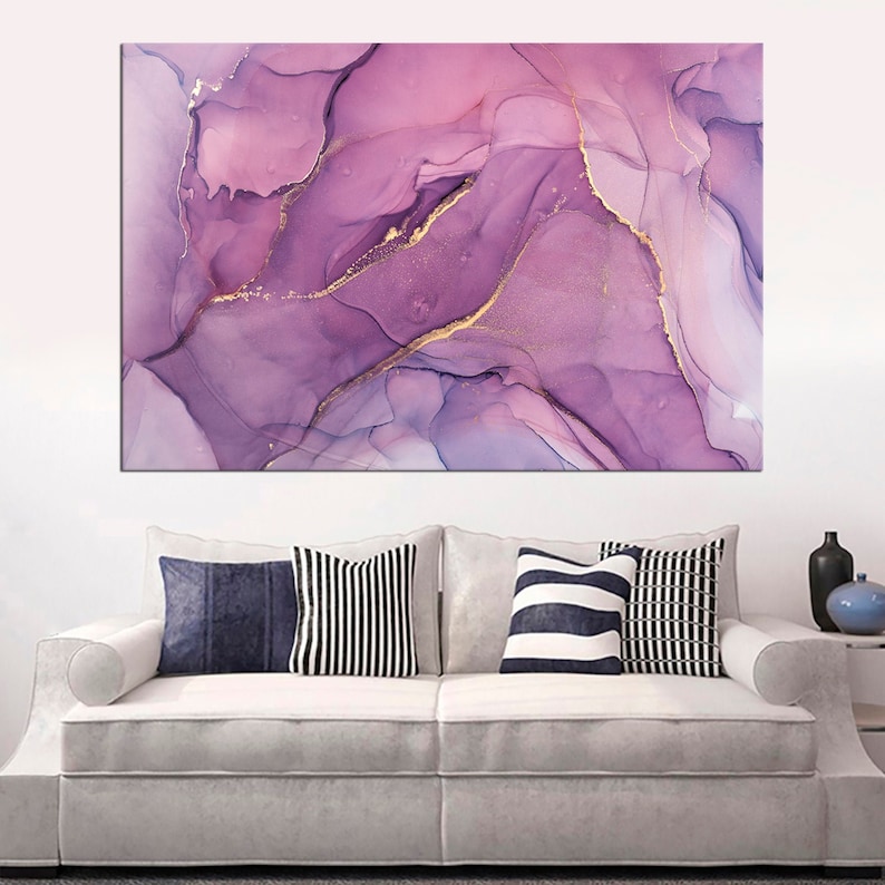 Marble Modern Art Mixing Acrylic Paints Print on Canvas Etsy