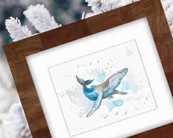 Humpback Whale Art Print, whale painting