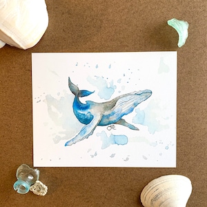 Humpback Whale Art Print, whale painting