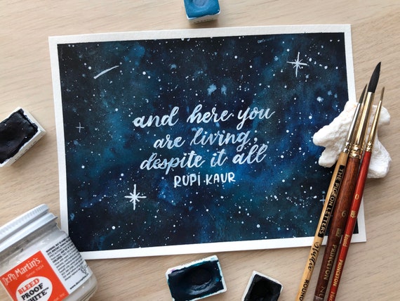 Mental Health Calligraphy Galaxy Space Nebula Watercolour Art Etsy