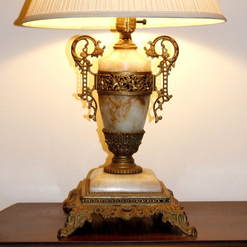 Vintage Marble Table Lamp Without Shade
