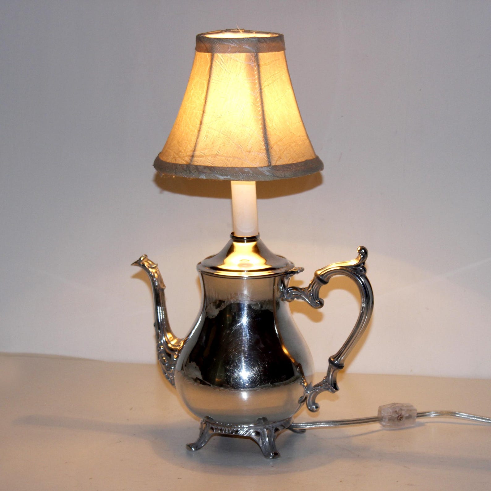 Silver Teapot Lamp With Shade - Etsy