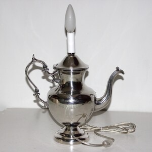 Vintage Silver Teapot Lamp With Shade - Etsy