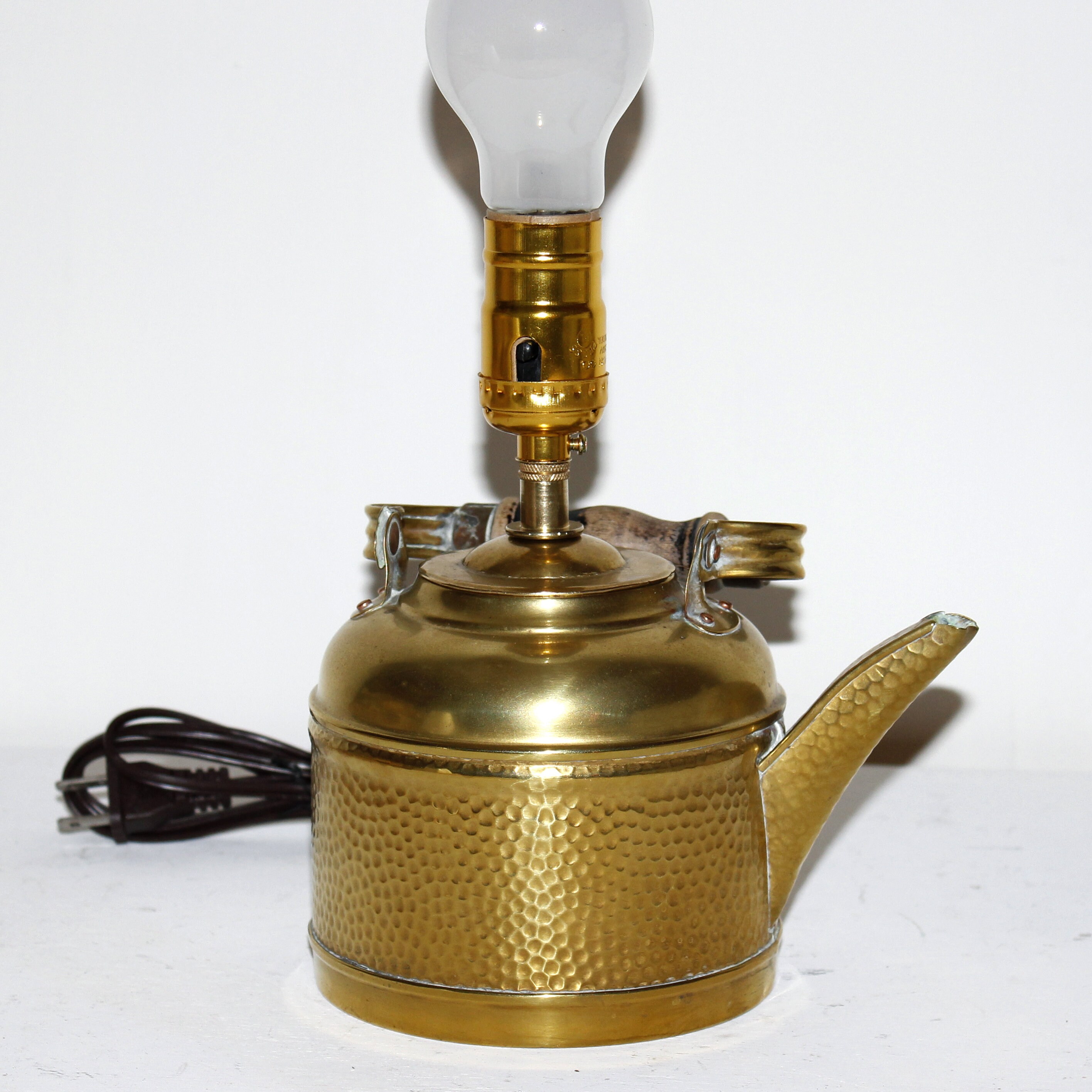 Vintage yellow Brass Tea Kettle Lamp without Etsy