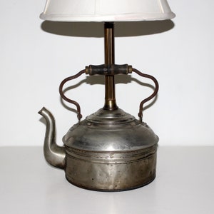 Vintage Nickel-Plated Kettle Lamp (Without Shade)