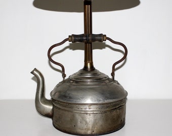 Vintage Nickel-Plated Kettle Lamp (Without Shade)