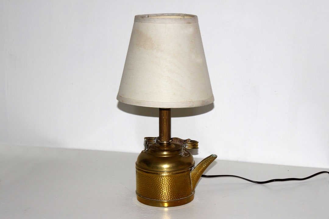 Vintage yellow Brass Tea Kettle Lamp without Shade Etsy