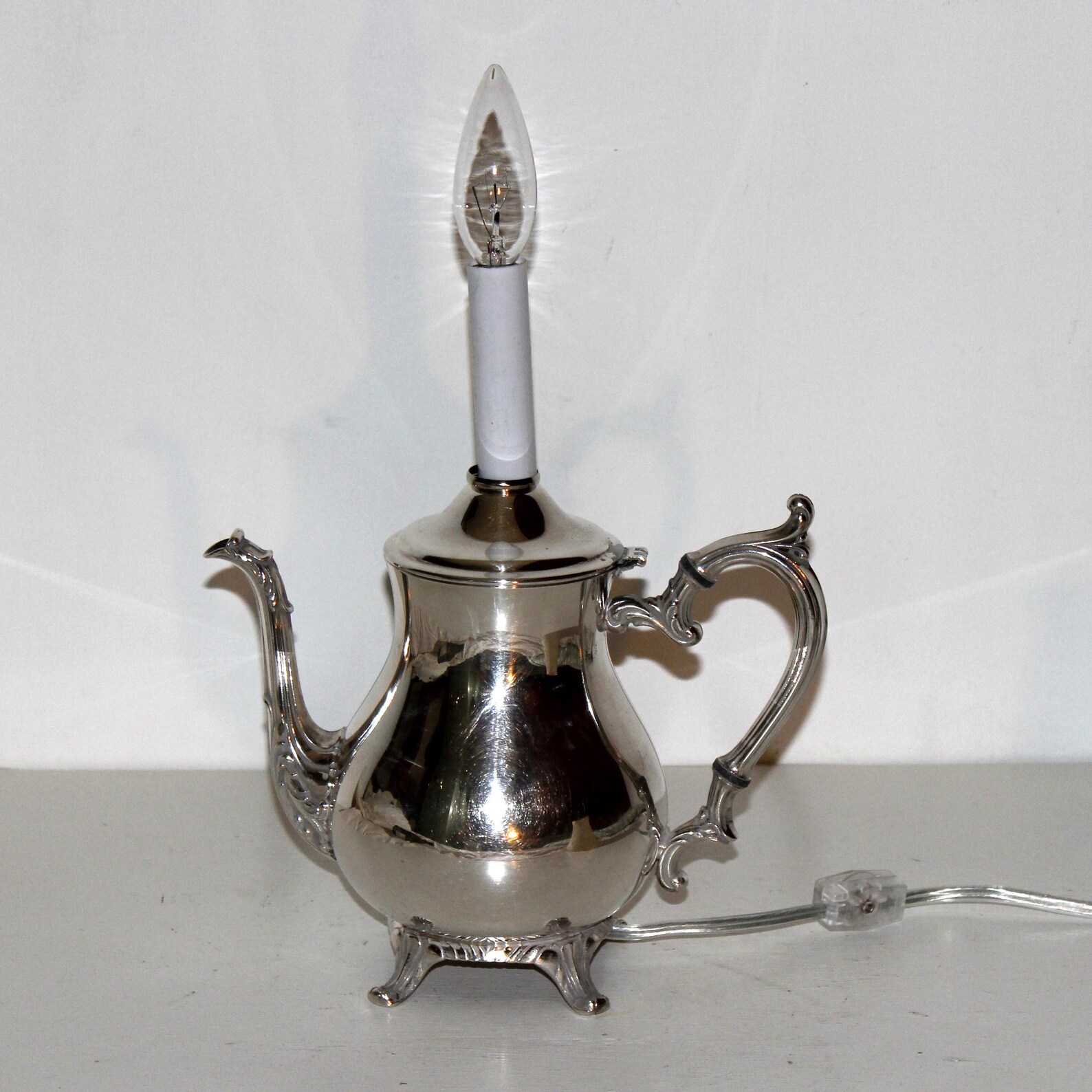 Silver Teapot Lamp With Shade - Etsy