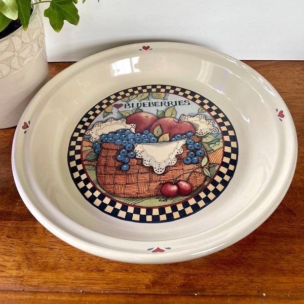 11” Pie Plate Serving Pie Dish by Susan Winget, SOLD SEPARATELY, Blueberries, Apple, Peach and Strawberries, Deep Pie Plate,