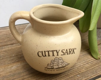 SALE Vintage Cutty Sark Ceramic Pitcher - Scots Whisky Small Pitcher - Mane Cave - Vintage Barware