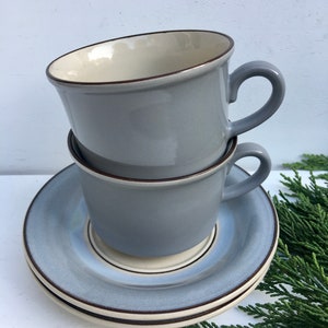 Mikasa Jewel Stone Tea Cup Set (2) - Blue Diamond China, Vintage Coffee Mugs