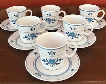 Vintage Noritake Blue Heaven Tea Cups & Saucers - Set of 6 - Etsy
