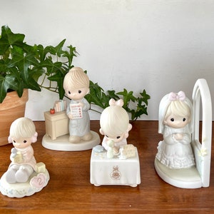 Vintage Precious Moments Figurines, Love Never Fails, May Your Future Be Blessed, My Happiness, Growing in Grace Age 2 - Enesco Figurines