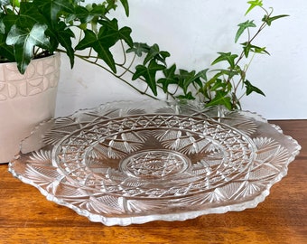 Clear Glass Cake Plate - Vintage Pedestal Cake Stand
