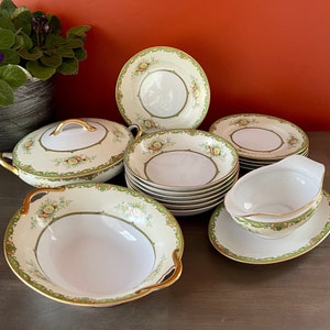 Noritake Morimura China  with Green M Mark - Vintage  Dinnerware and Replacements