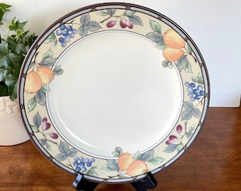 Set of 4 Mikasa  Garden Harvest Intaglio CAC29  Multicolor Fruit Pattern Dinner Plates