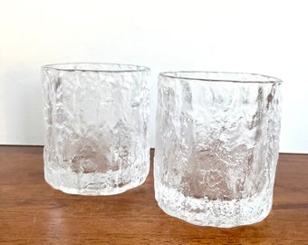 Set of 2 Mikasa Frostfire Old Fashioned Glasses Ice Textured, Whiskey Glasses, Vintage Barware