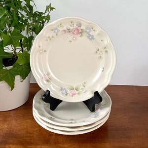 Vintage Pfaltzgraff Tea Rose Bread/Dessert Plates, Set of 4