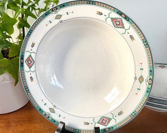 Studio Nova Adirondack Soup Bowls: Southwest Green Trim, Set of 4