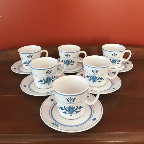 Vintage Noritake Blue Heaven Tea Cups & Saucers - Set of 6 - Etsy