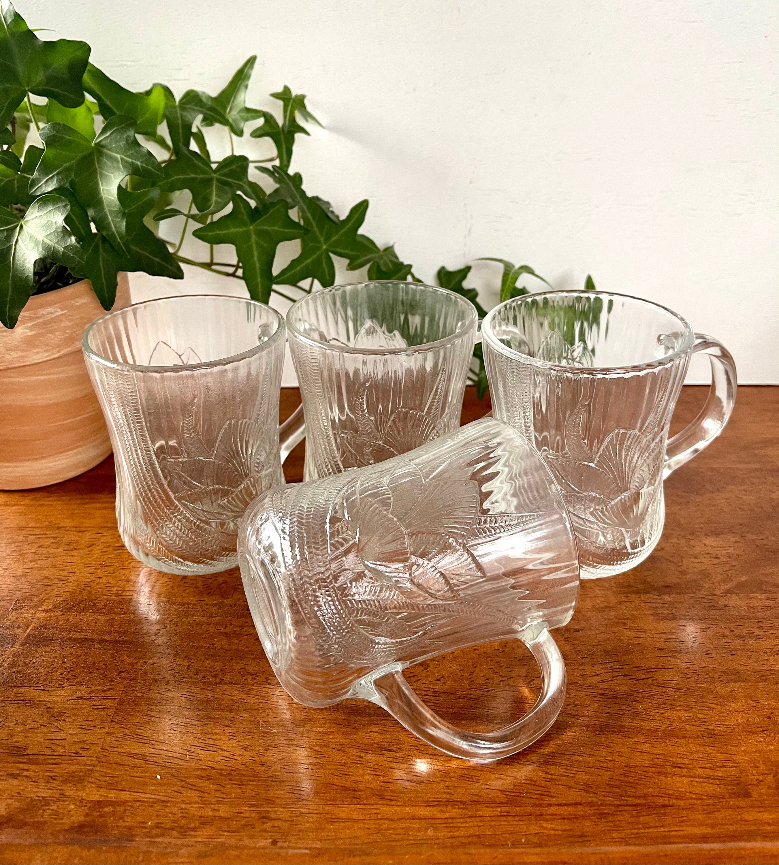 floral glass mug