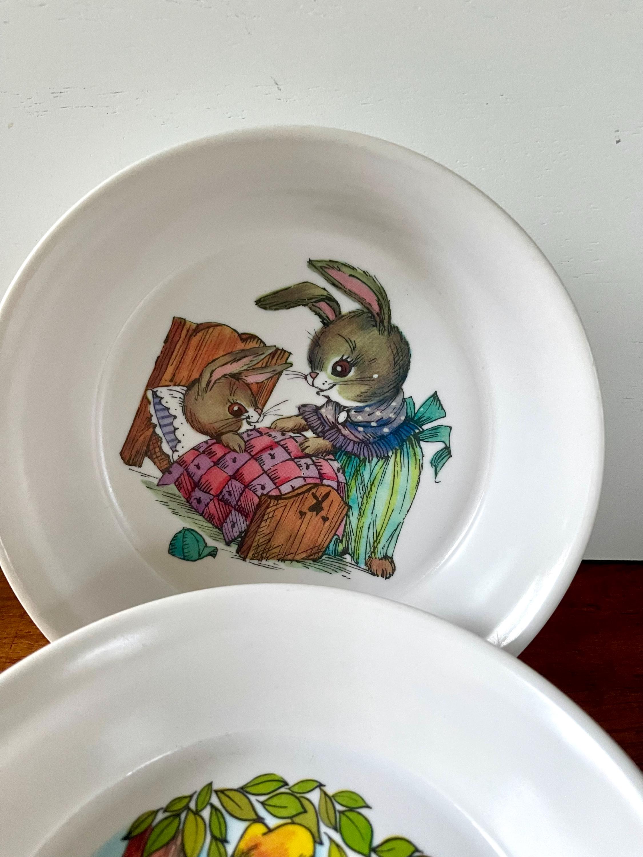 Vintage Paddington Bear Bowl 1981 and Oneida Deluxe Rabbit Bunny
